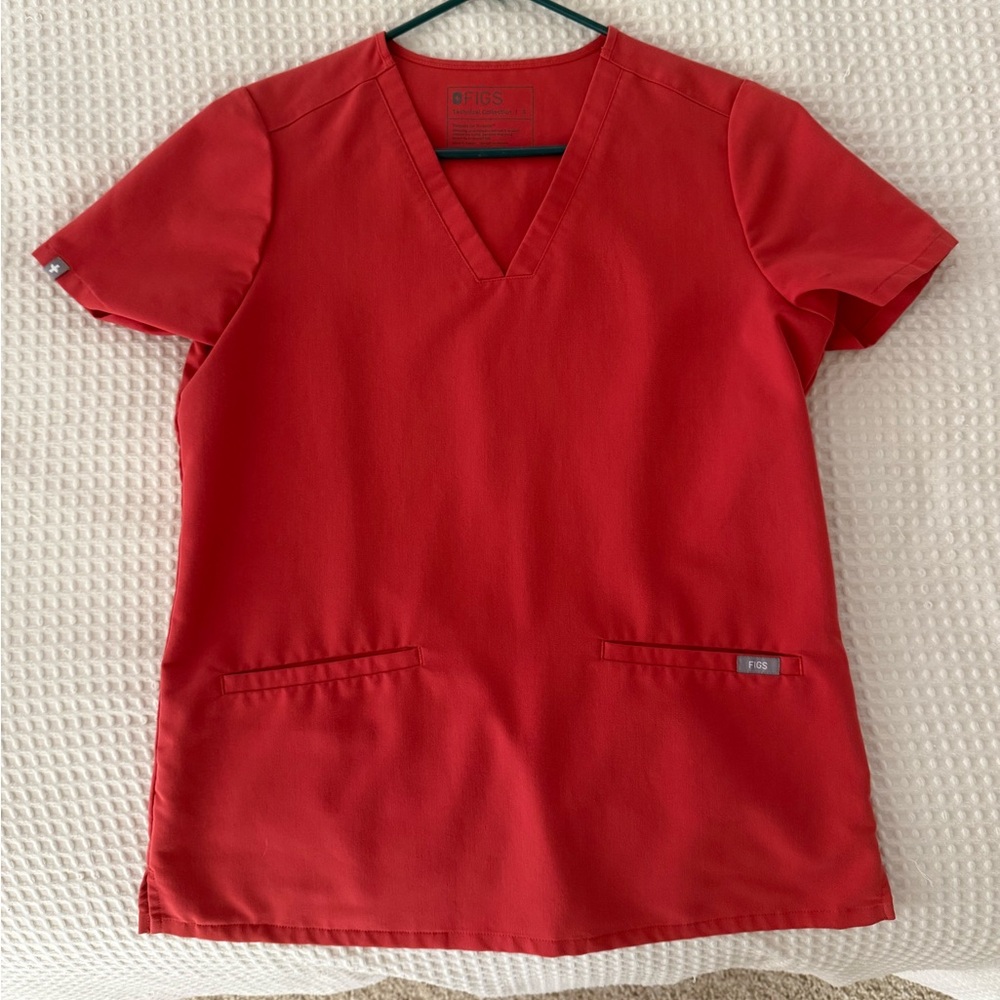 Figs Scarlet V-Neck Women's Blouse